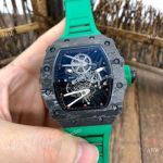 Swiss Quality Richard Mille Rm27-01 Copy Watches Carbon Green Rubber Strap